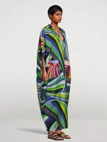 Silk Twill Caftan In Iride Print