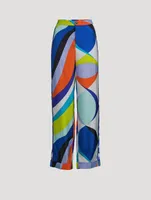 Printed Silk Twill Wide-Leg Trousers