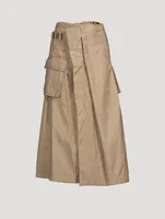 Nylon Twill Midi Skirt