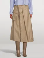 Nylon Twill Midi Skirt