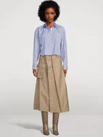 Nylon Twill Midi Skirt