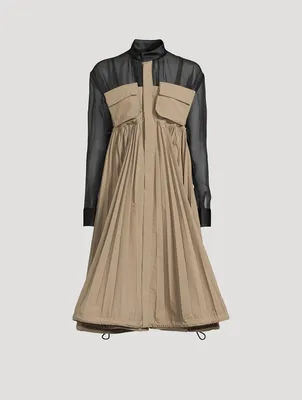 Taffeta Pleated Shirt Dress