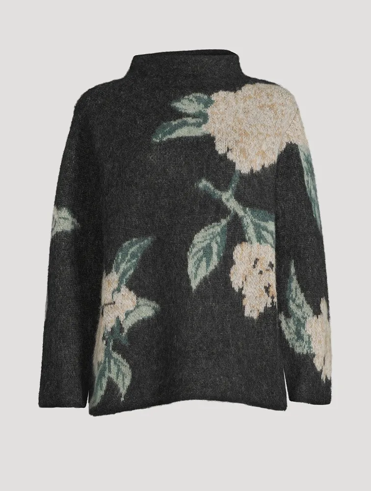 Brushed Floral Mockneck Sweater