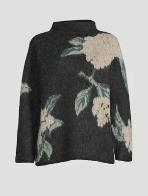 Brushed Floral Mockneck Sweater