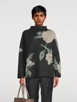 Brushed Floral Mockneck Sweater