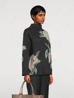 Brushed Floral Mockneck Sweater