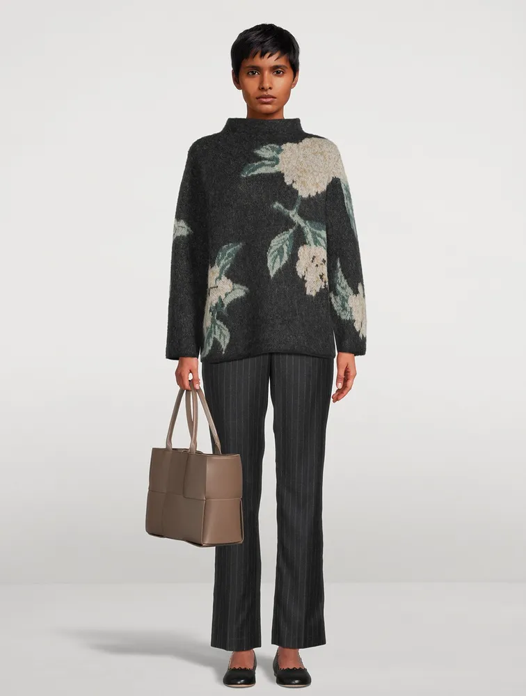 Brushed Floral Mockneck Sweater