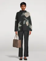 Brushed Floral Mockneck Sweater