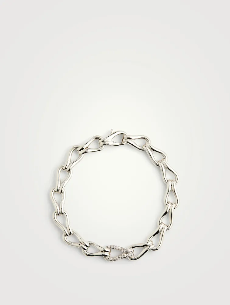 Surf Pavé Link Bracelet With Diamonds