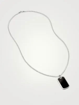 Dog Tag Pendant Necklace With Onyx