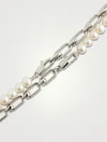 Double Reine Silver And Pearl Necklace
