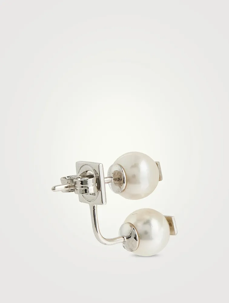 Double Pearl Earring With Diamonds