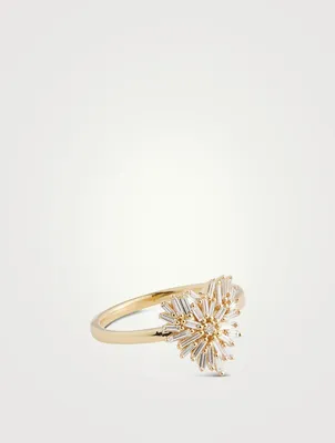 Small Fireworks 18K Gold Heart Ring With Diamonds