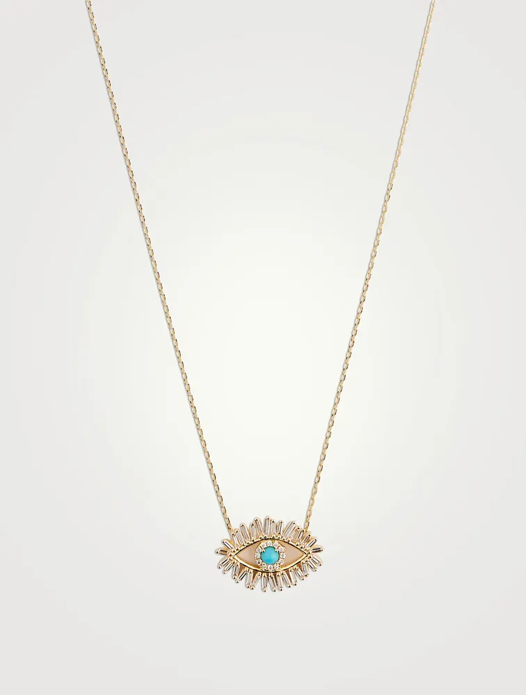 Midi 18K Gold Evil Eye Turquoise Pendant Necklace