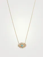 Midi 18K Gold Evil Eye Turquoise Pendant Necklace