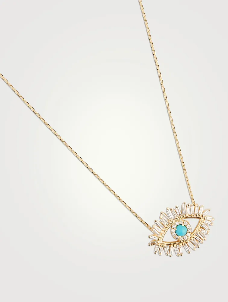 Midi 18K Gold Evil Eye Turquoise Pendant Necklace