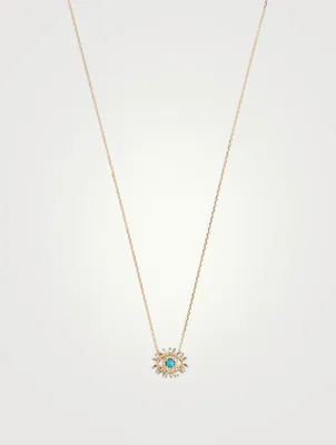 Mini 18K Gold Evil Eye Turquoise Pendant Necklace