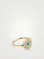 18K Gold Evil Eye Mini Turquoise And Diamond Ring