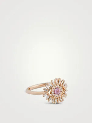 Mini 18K Rose Gold Evil Eye Pink Sapphire And Diamond Ring