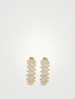 18K Gold Diamond Baguette Hoop Earrings