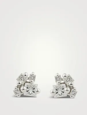 18K White Gold Stud Earrings With Diamonds