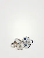 18K White Gold Princess-Cut Light Blue Sapphire Cluster Stud Earrings