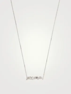 Fireworks 18K White Gold Bar Necklace With Diamonds