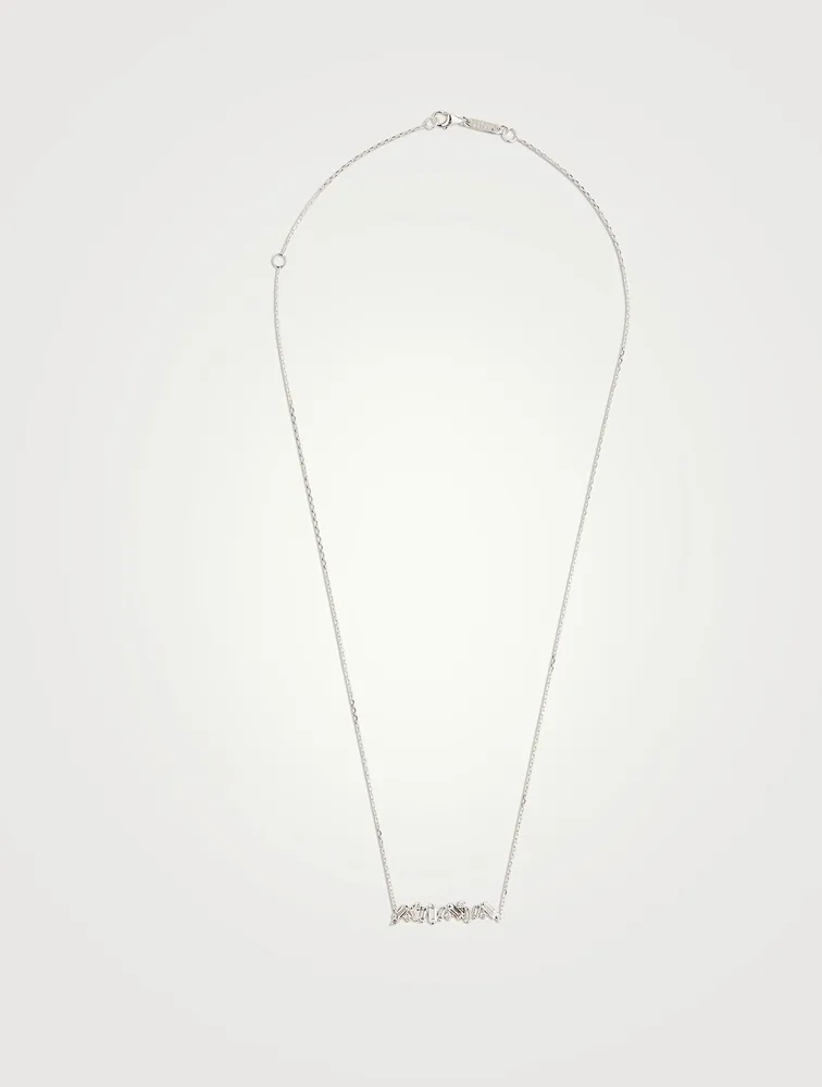 Fireworks 18K White Gold Bar Necklace With Diamonds