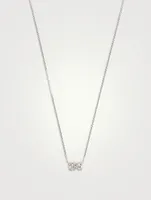 Mini  Shimmer 18K White Gold Diamond Bar Pendant Necklace