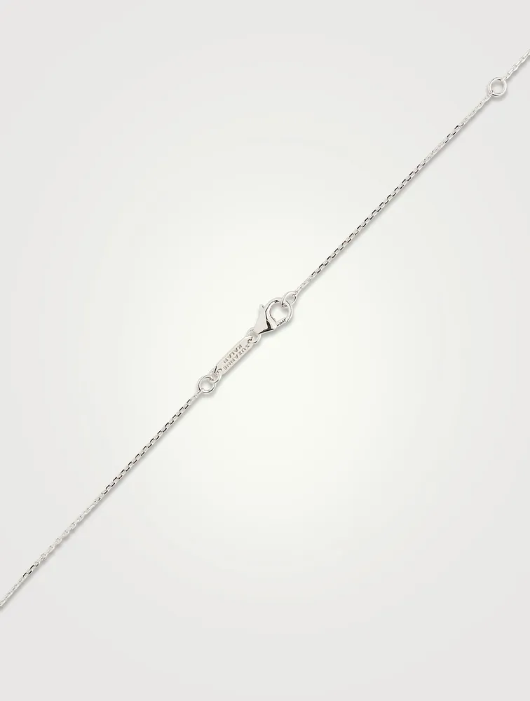 Mini  Shimmer 18K White Gold Diamond Bar Pendant Necklace