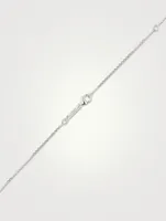 Mini  Shimmer 18K White Gold Diamond Bar Pendant Necklace