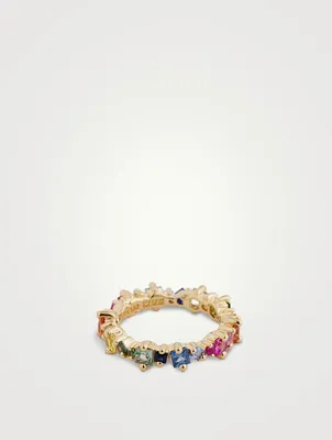 18K Gold Princess Anna Pastel Sapphire Eternity Band Ring