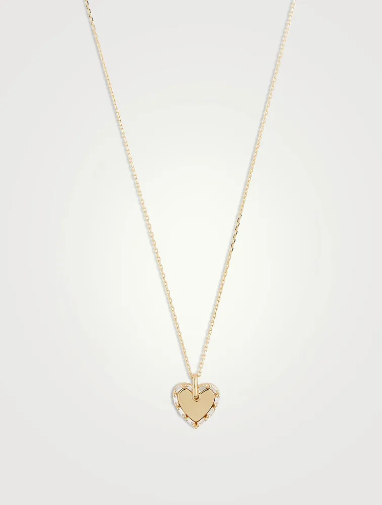 18K Gold Golden Mini Heart Diamond Pendant Necklace