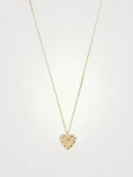 18K Gold Golden Mini Heart Diamond Pendant Necklace