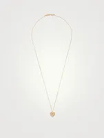 18K Gold Golden Mini Heart Diamond Pendant Necklace