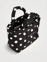 Mini Puff Nylon Tote Bag In Polka Dot Print