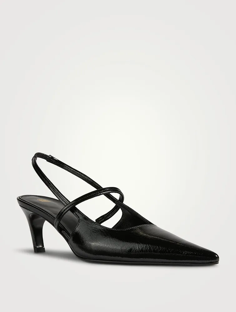 The Sharp Patent Leather Slingback Pumps