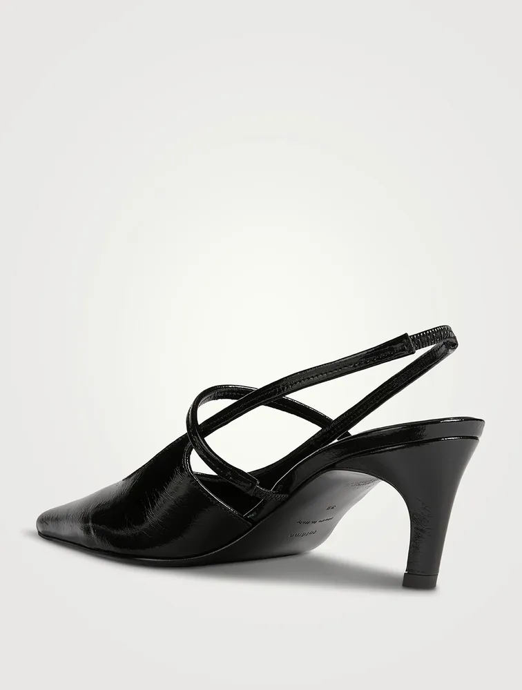 The Sharp Patent Leather Slingback Pumps