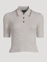 Rib-Knit Polo Shirt