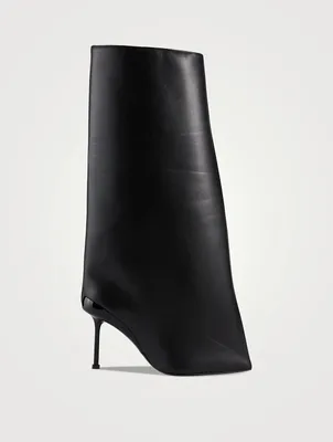 Slash Flare Leather Knee-High Boots