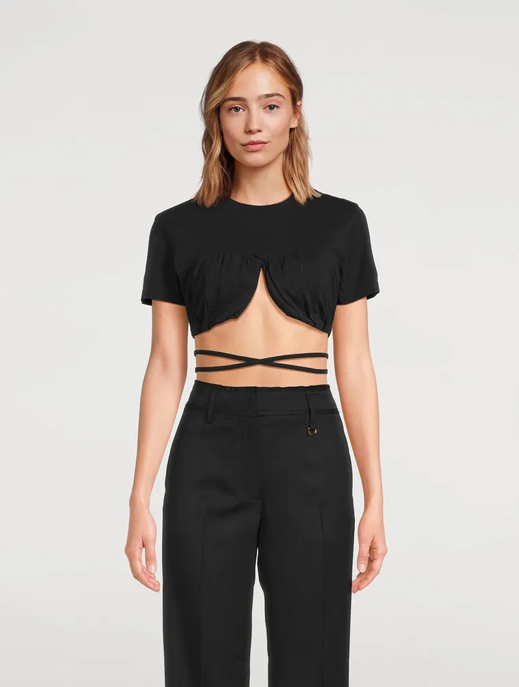 Baci Tie-Front Cropped T-Shirt