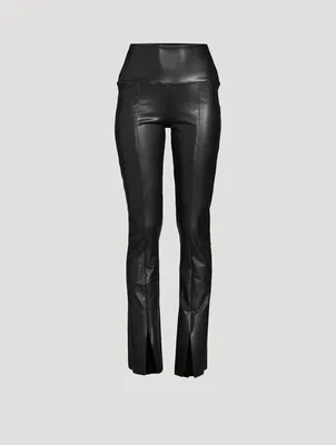 Suzy Shier Faux Leather Leggings With Lace Side Trim, Black /