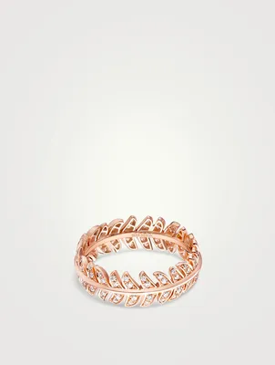 Plume De Paon 18K Rose Gold Wedding Band With Diamonds