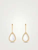 L Motif Serpent Bohème 18K Gold Sleeper Earrings With Set With Mother-Of-Pearl