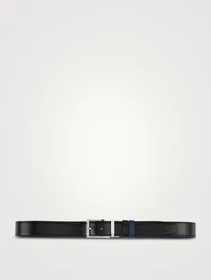 Leather Belt With Reversible Roller Buckle