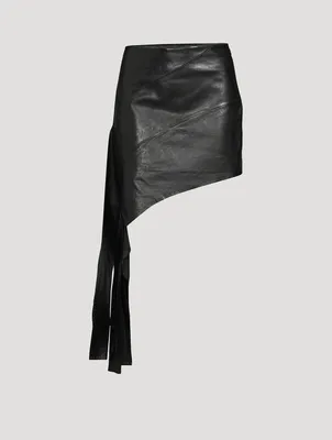 Leather Slash Mini Skirt
