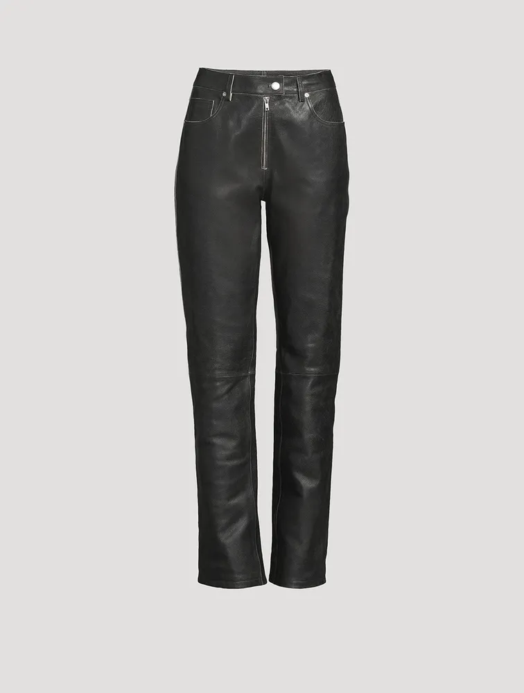 Straight-Leg Leather Trousers