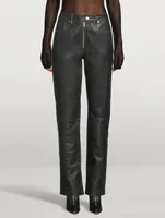 Straight-Leg Leather Trousers