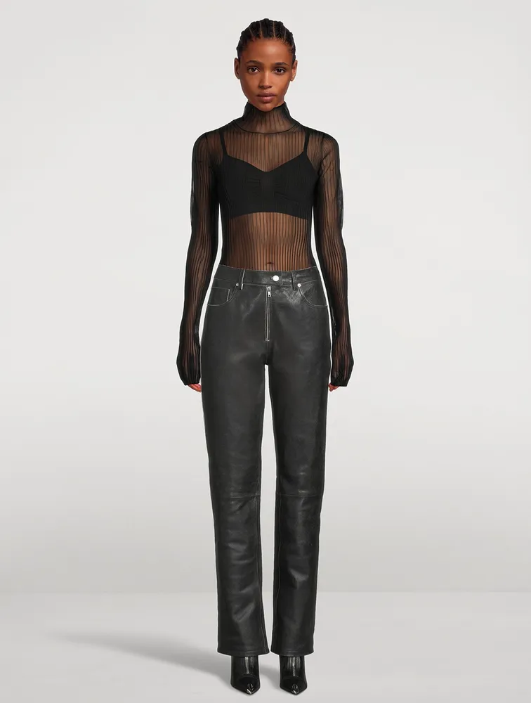 Straight-Leg Leather Trousers