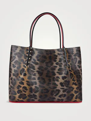 Small Cabarock Leather Tote Bag In Leopard Print